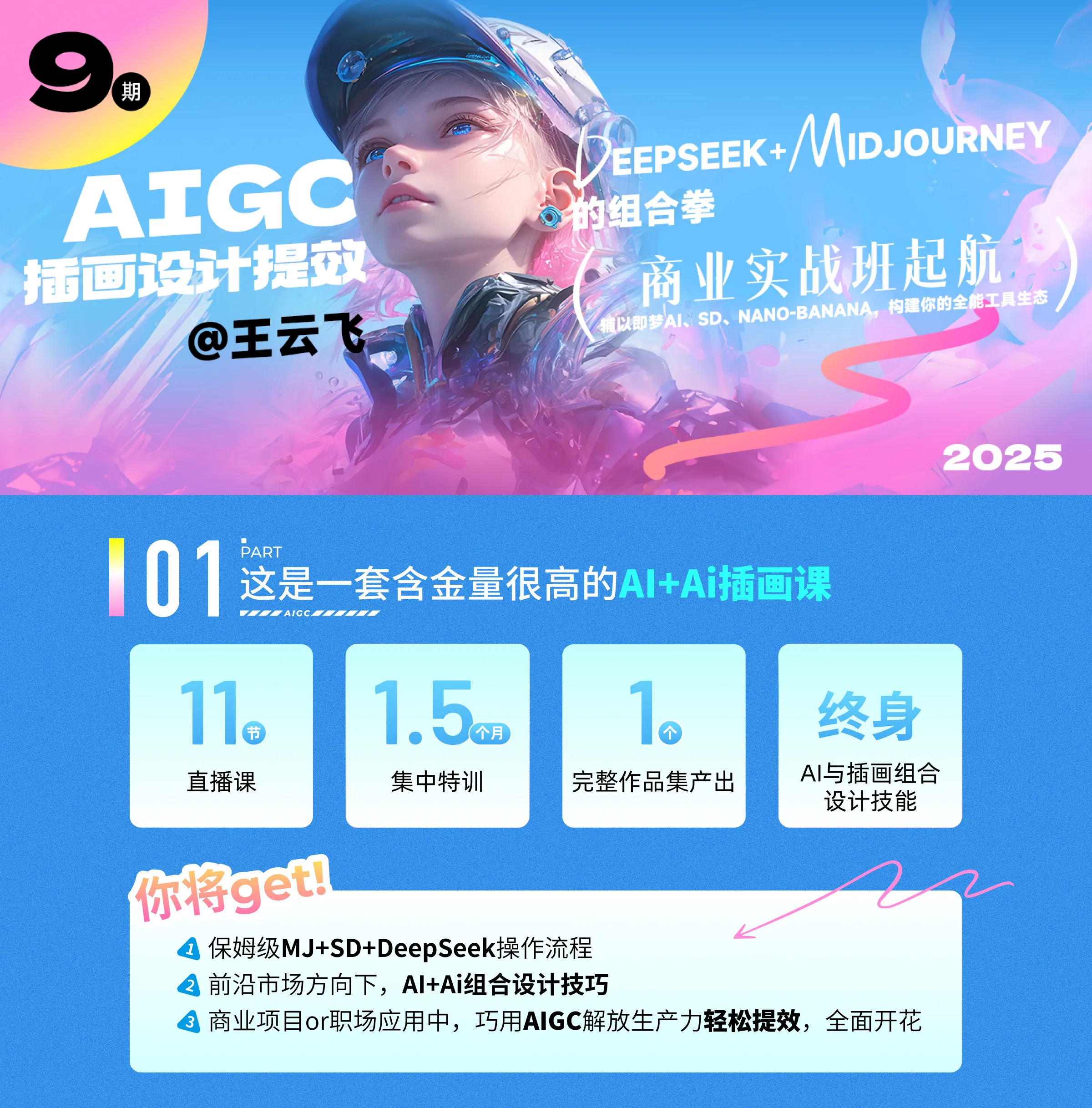 【已结课】AIGC插画设计提效实战班(第9期)_视频教程培训__王云飞-站酷高高手